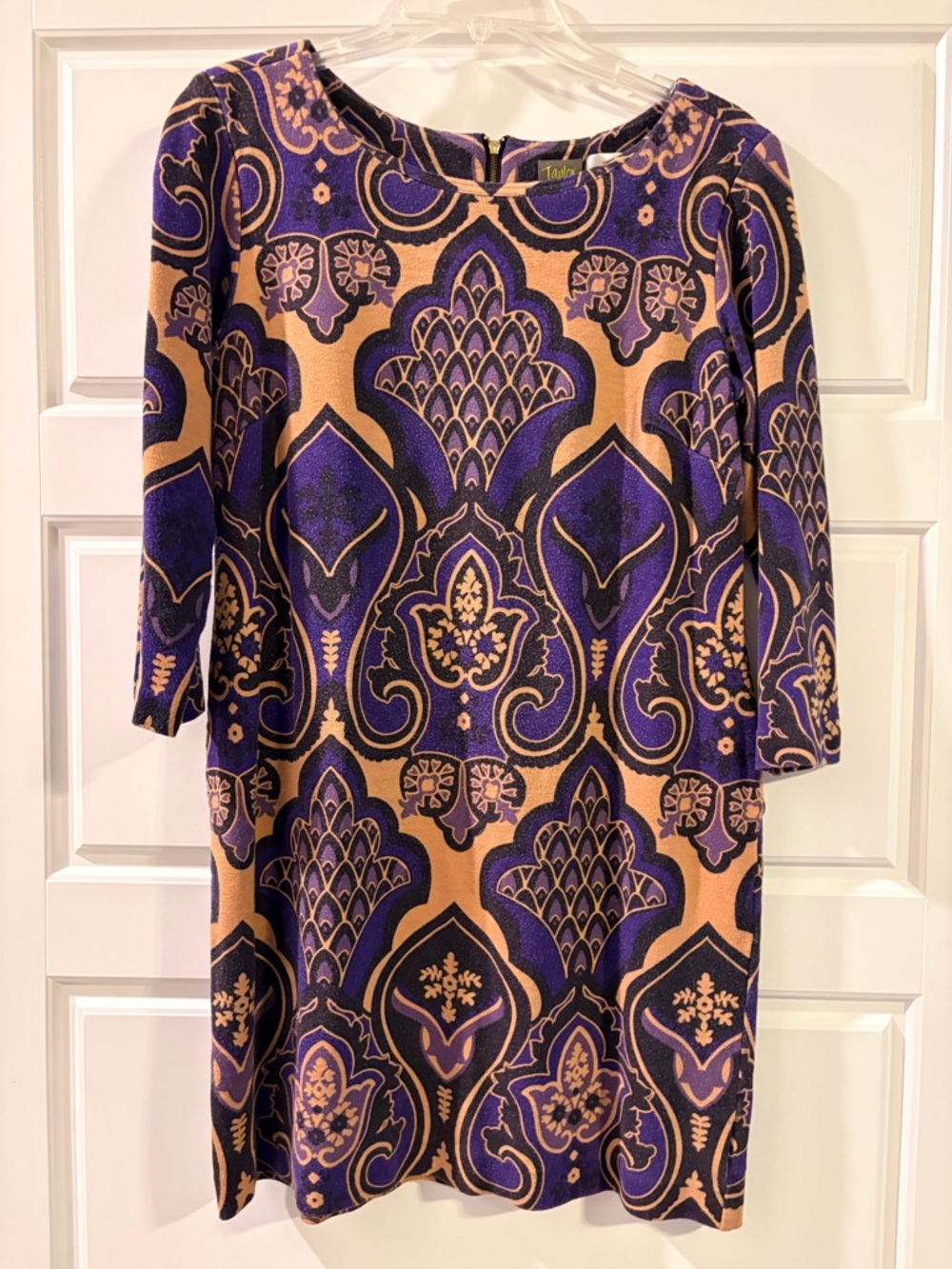 Vintage Taylor A Pea In The Pod (Maternity) Purple & Tan Patterned Women's Dress